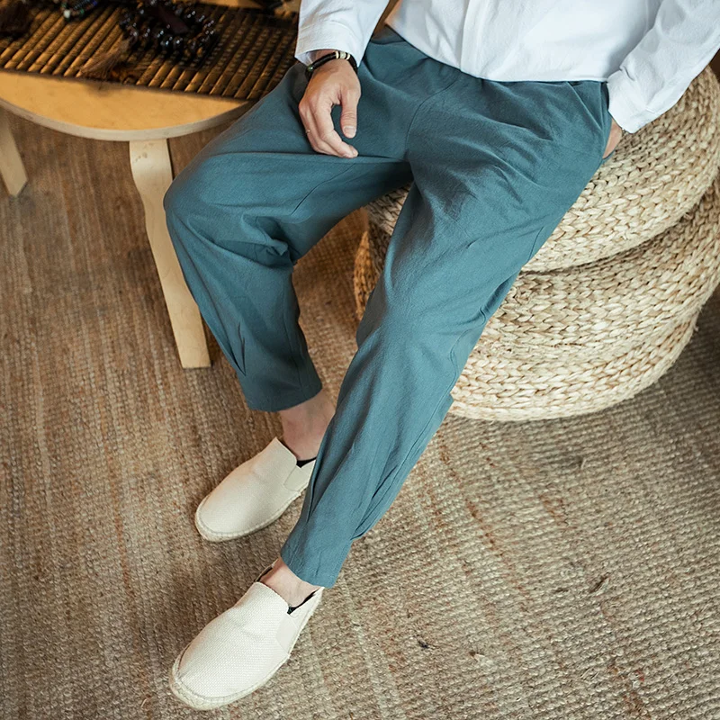 Мужские свободные брюки в китайском стиле повседневные штаны ретро с принтом