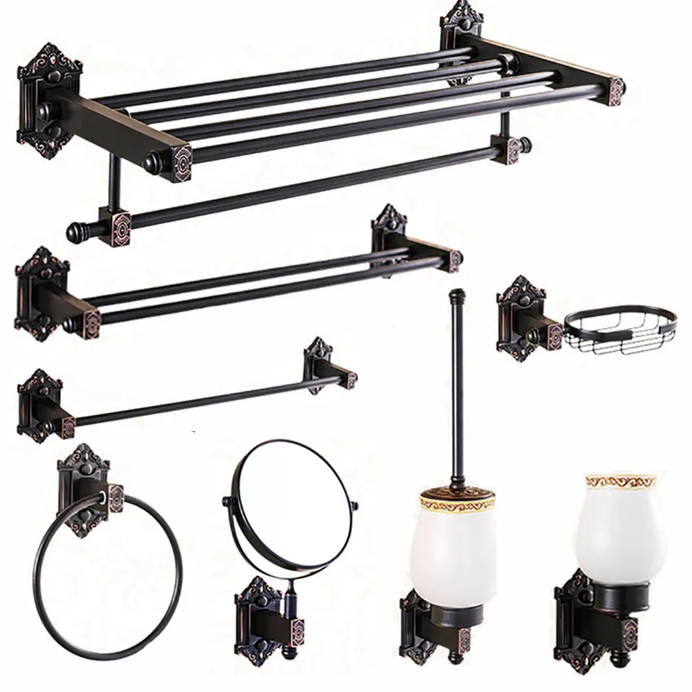 European style brass black toilet brush villa bathroom folding mirror luxury residential round towel ring bathroom hardware kit
European style brass black toilet brush villa bathroom folding mirror luxury residential round towel ring bathroom hardware kit