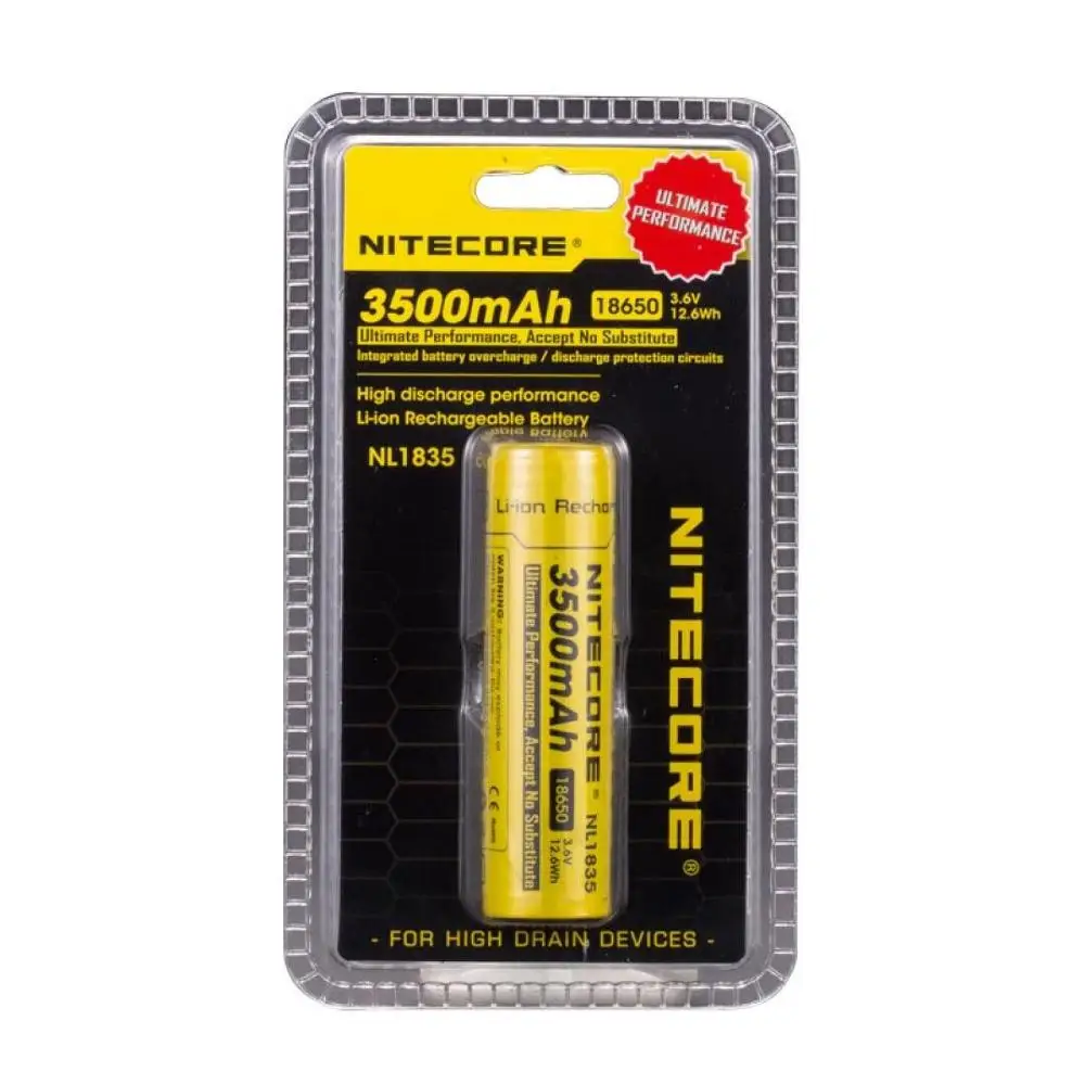 

Nitecore NL1835 18650 3500mAh(new version of NL1834)3.6V 12.6Wh Rechargeable Li-on Battery high quality with protection