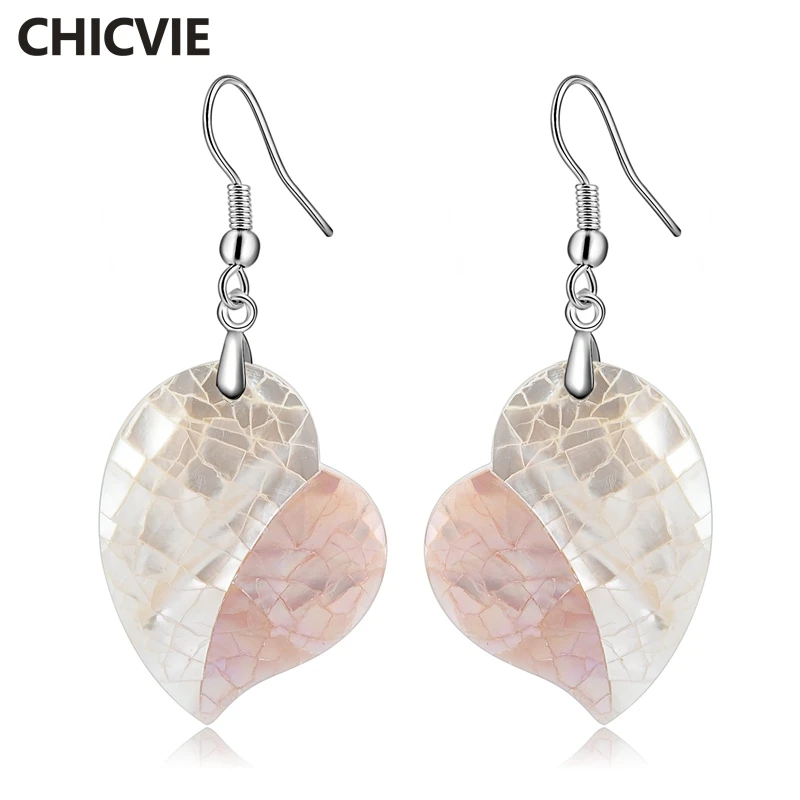 

CHICVIE Pink Earrings With Stones For Women Temperament Simple Fashion Personality Wild Bend Love Shell Jewelry Earing SER170055