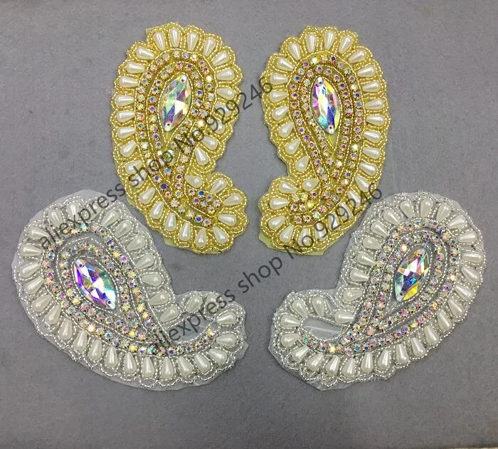 free shipping 1 pair/pack high-quality water-drop pearl AB crystal rhinestone gold applique for bridal wedding dress decoration
free shipping 1 pair/pack high-quality water-drop pearl AB crystal rhinestone gold applique for bridal wedding dress decoration