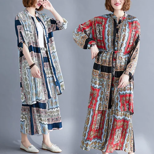 Casual Pleated Two Piece Set Top And Pants Chiffon Loose Ensemble Femme Survetement Literary Floral Print Summer Costume
Casual Pleated Two Piece Set Top And Pants Chiffon Loose Ensemble Femme Survetement Literary Floral Print Summer Costume