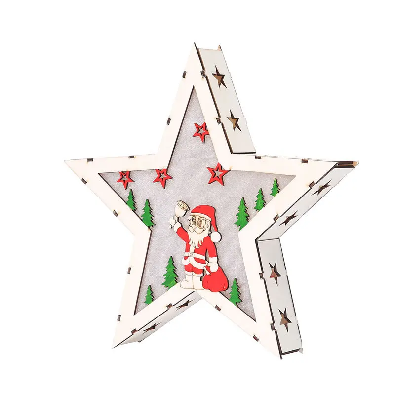 Christmas House Decoration Wooden Pentagram Battery Led Light Ornaments for Festival Party Props Bedroom Gif | Дом и сад