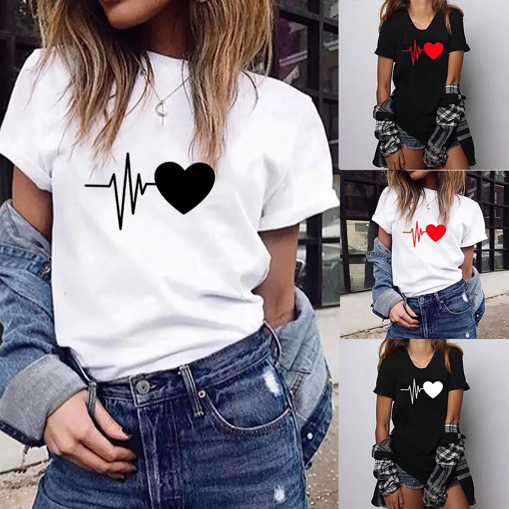 Women Blouse T Shirt Summer Fashion Girls Loose Short-Sleeved Heart Print T-Shirt Casual O-Neck Top T-Shirt For Women Girls #39
Women Blouse T Shirt Summer Fashion Girls Loose Short-Sleeved Heart Print T-Shirt Casual O-Neck Top T-Shirt For Women Girls #39