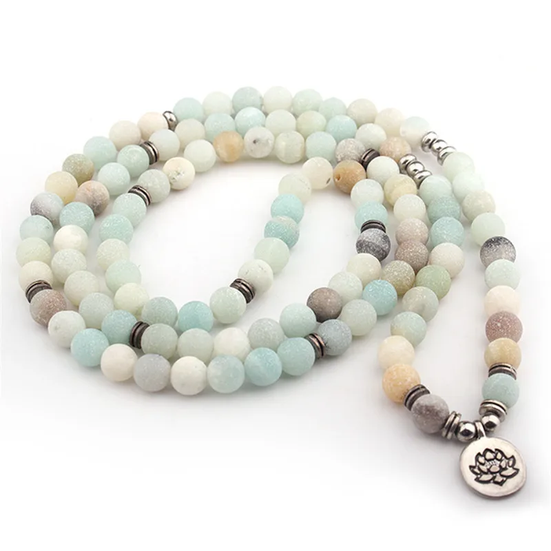 Fashion women bracelet 108 mala yoga bracelet Howlite Natural Stone with Lotus charm Bracelet