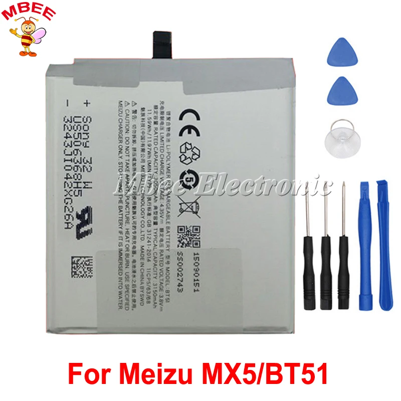 3150 мАч BT51 Аккумулятор Для Meizu MX5 MX 5 Batterie Bateria Аккумулятор + Инструменты
3150 мАч BT51 Аккумулятор Для Meizu MX5 MX 5 Batterie Bateria Аккумулятор + Инструменты