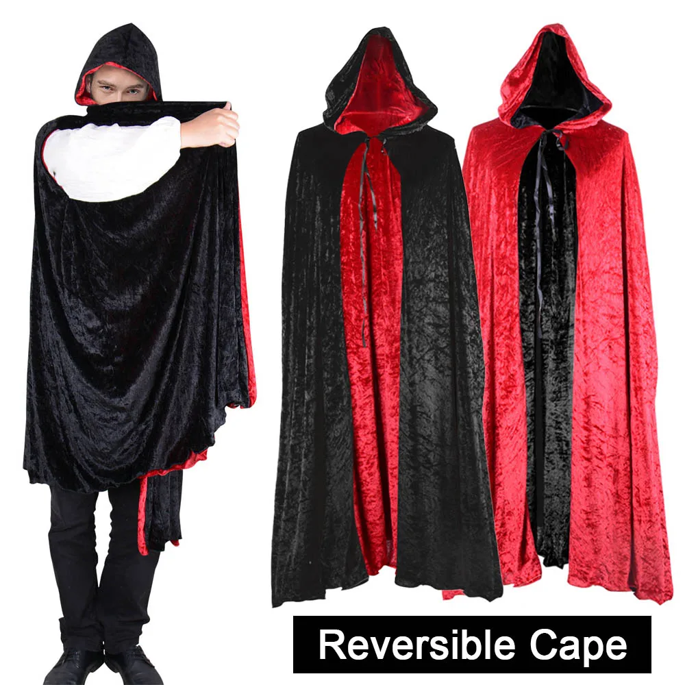 Adult Black and Red Dracula Cape Deluxe Gothic Vampire Hooded Long Cloak Medieval Reversible Robe Unisex Halloween Costumes
Adult Black and Red Dracula Cape Deluxe Gothic Vampire Hooded Long Cloak Medieval Reversible Robe Unisex Halloween Costumes