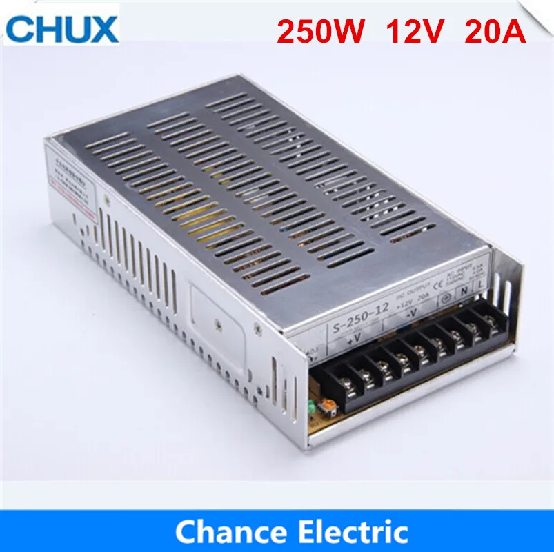 

Switching Power Supply 250W DC12V 20A Single output professional LED Driver indoor led lighting use 12V.