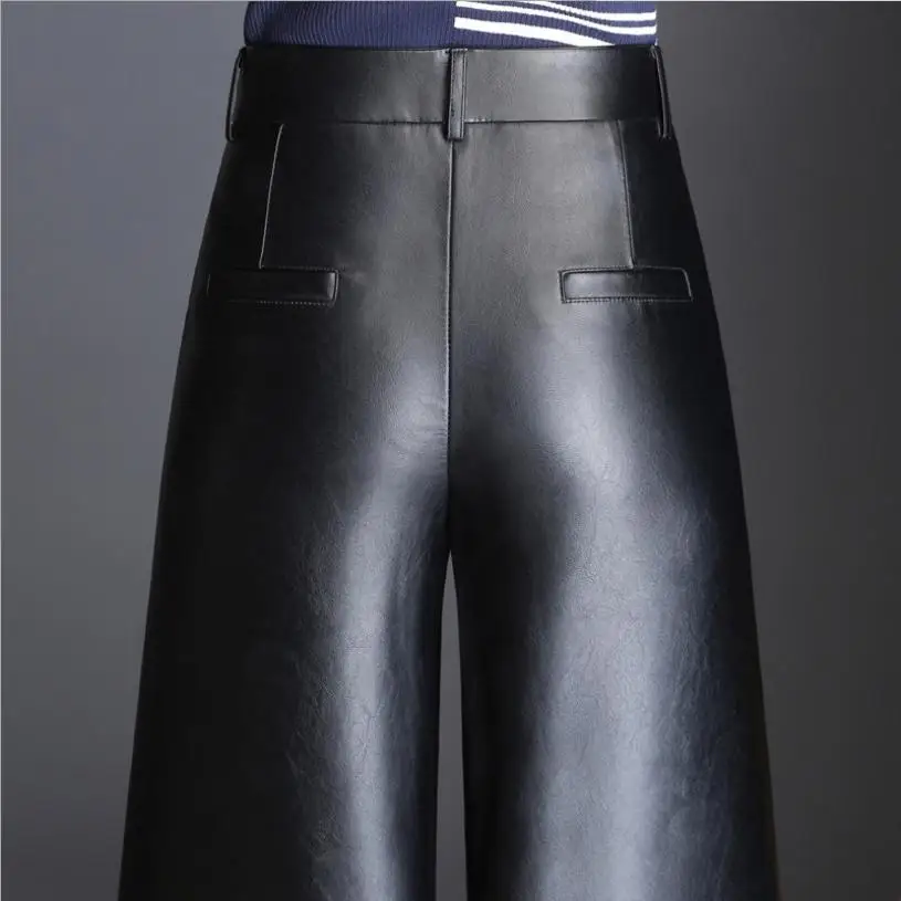 S-4XL 2018 Autumn winter fashion womens PU faux leather pants high waist casual loose plus size washed PU calf-length pantsL1053
S-4XL 2018 Autumn winter fashion womens PU faux leather pants high waist casual loose plus size washed PU calf-length pantsL1053
