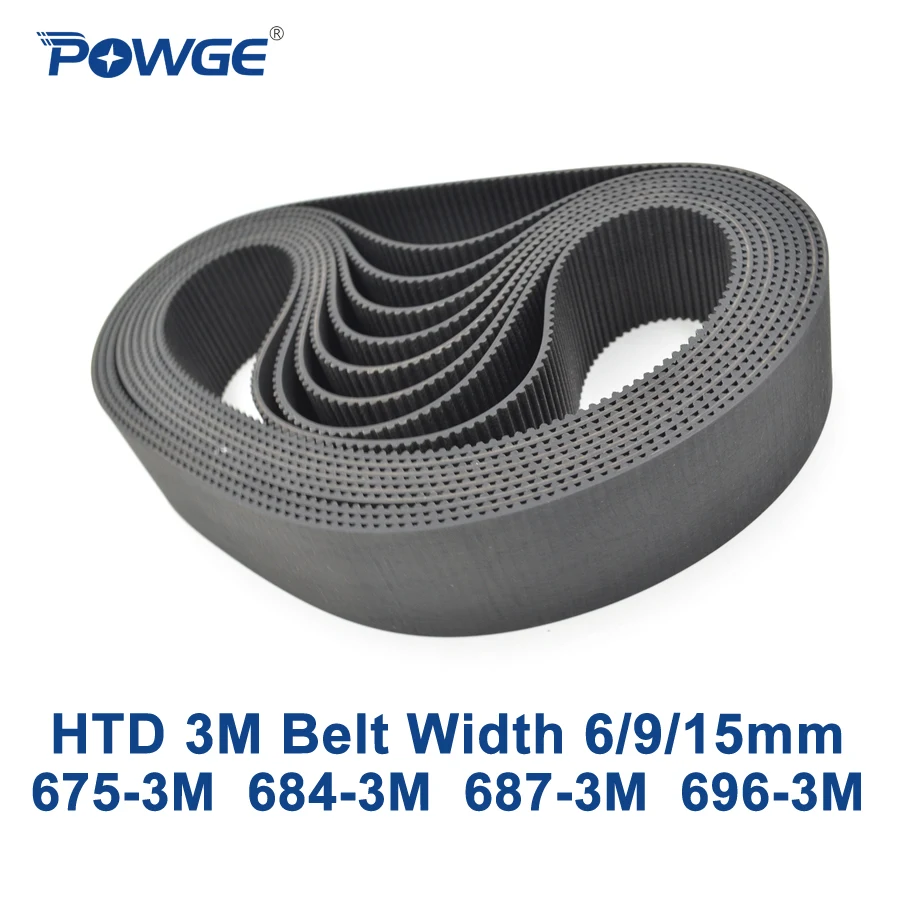

POWGE HTD 3M Timing belt C= 675 684 687 696 width 6/9/15mm Teeth 225 228 229 232 HTD3M synchronous 675-3M 684-3M 687-3M 696-3M