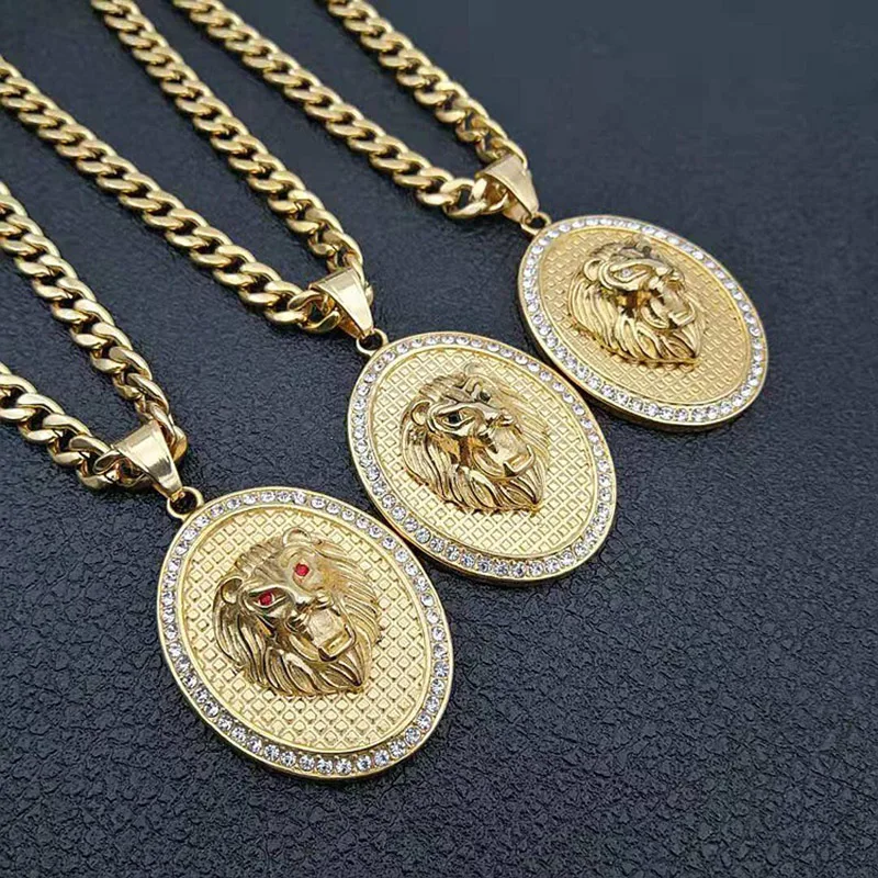 Hip Hop Rock Gold Color Stainless Steel Lion Round Pendants Necklace for Men Rapper Jewelry 7mm 61cm stainless steel cuban chain
Hip Hop Rock Gold Color Stainless Steel Lion Round Pendants Necklace for Men Rapper Jewelry 7mm 61cm stainless steel cuban chain