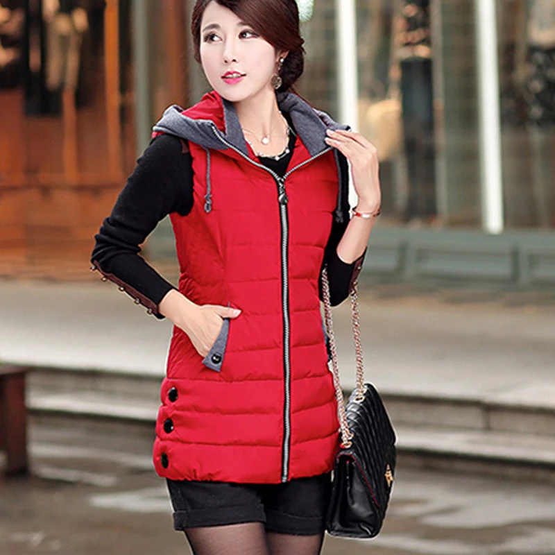 Autumn Winter Vest Women Waistcoat Female Sleeveless Jacket Hooded Warm Long Vest colete feminino Plus Size 5XL
Autumn Winter Vest Women Waistcoat Female Sleeveless Jacket Hooded Warm Long Vest colete feminino Plus Size 5XL