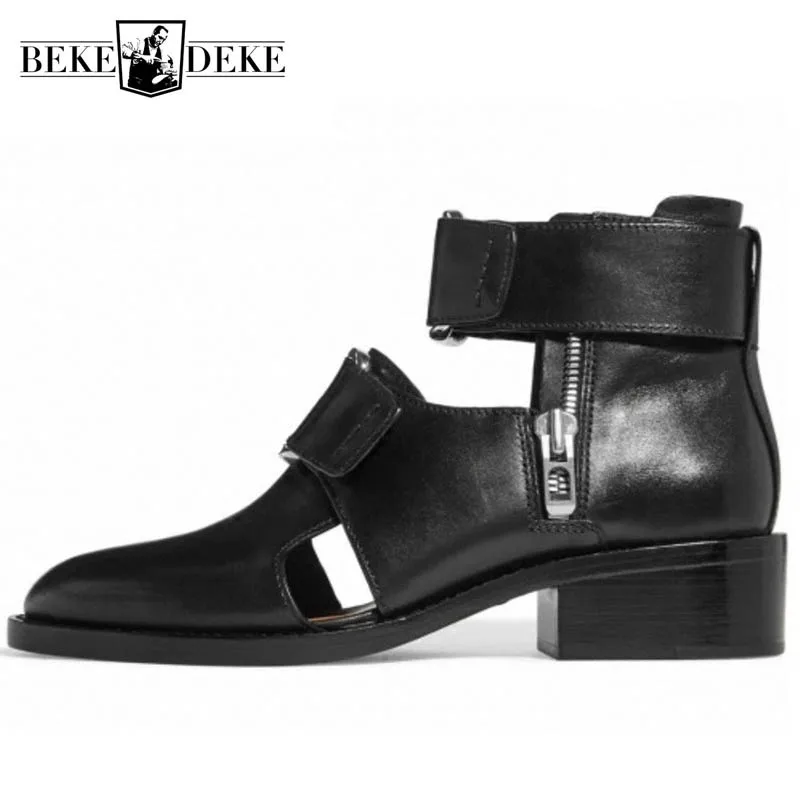 Summer Hollow Shoes Men Personality Italian Leather Gladiator Sandals Designer Runway Buckle Zip Ankle Dress Boots Sandalias
Summer Hollow Shoes Men Personality Italian Leather Gladiator Sandals Designer Runway Buckle Zip Ankle Dress Boots Sandalias
