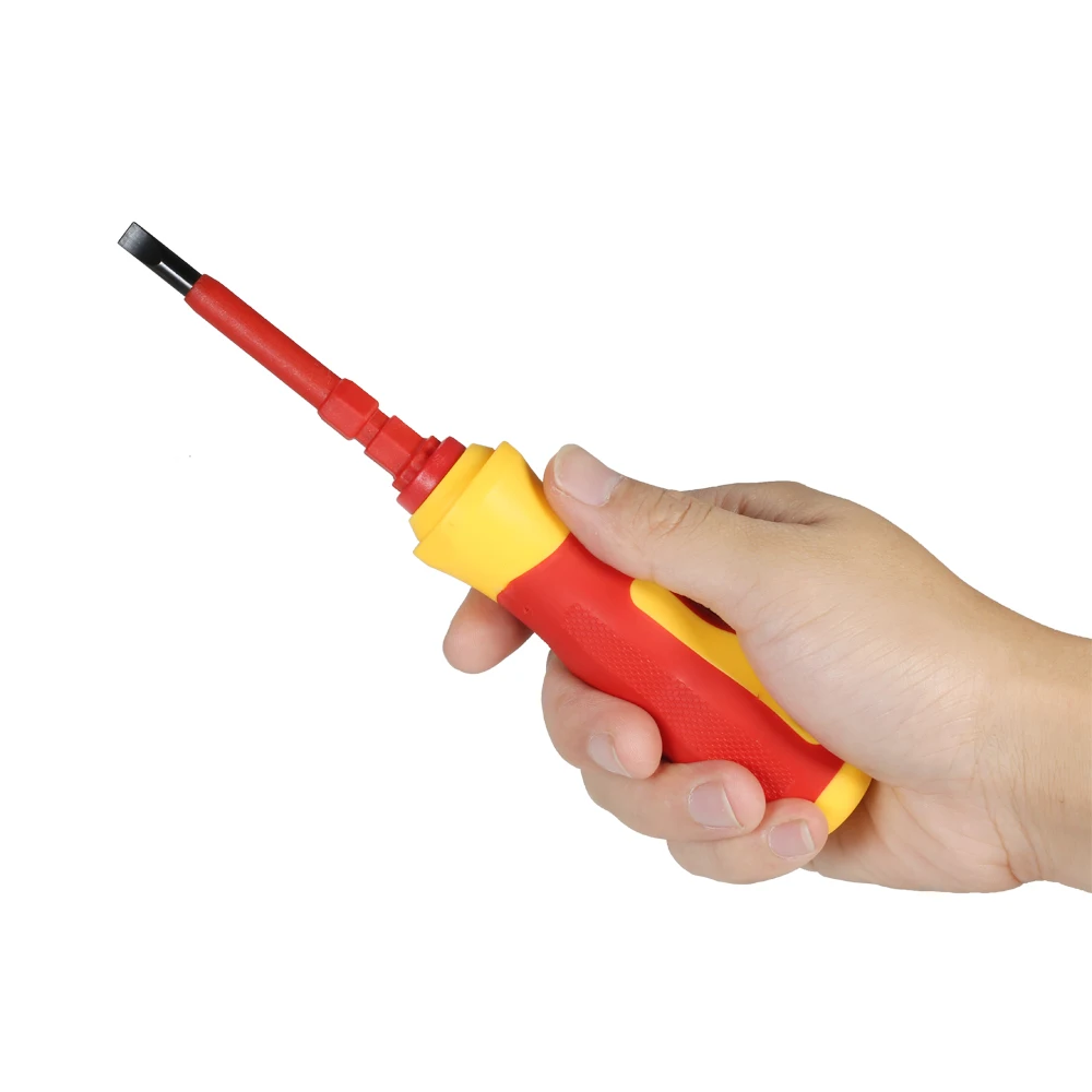 7 in 1 1000V Changeable Insulated Screwdrivers Set with Magnetic Phillips and Slotted Bits Electrician Repair Tools Kit
7 in 1 1000V Changeable Insulated Screwdrivers Set with Magnetic Phillips and Slotted Bits Electrician Repair Tools Kit