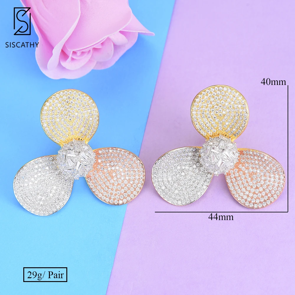 SISCATHY Beautiful AAA CZ Earrings Three Tones Mixed Wedding Big Round Flower Stud Earrings For Women Statement Jewelry
SISCATHY Beautiful AAA CZ Earrings Three Tones Mixed Wedding Big Round Flower Stud Earrings For Women Statement Jewelry