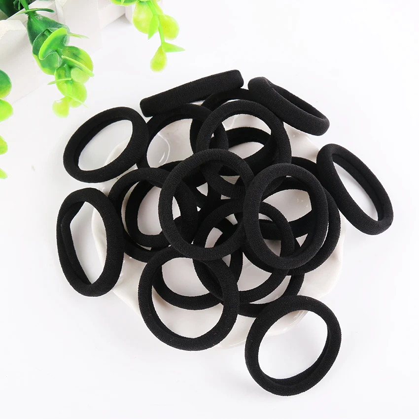20 шт. черные женские эластичные тканевые резинки для волос кольцо веревка