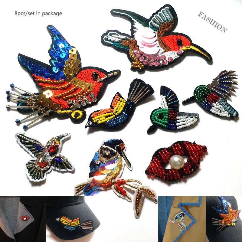 8pcs/set DIY Handmade birds sequins beaded Patches for clothes Embroidery iron on mouth patch appliques for hats bags jeans
8pcs/set DIY Handmade birds sequins beaded Patches for clothes Embroidery iron on mouth patch appliques for hats bags jeans