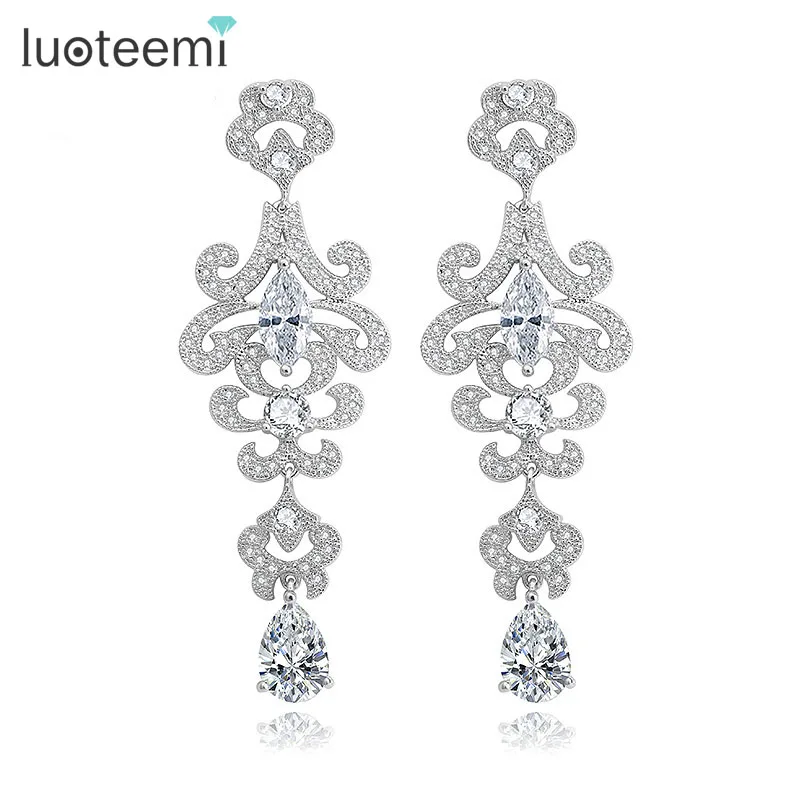LUOTEEMI White Gold-Color Quality Luxurious Romantic Cubic Zirconia Bridal Long Chandelier Earrings For Women Brincos Jewelry
LUOTEEMI White Gold-Color Quality Luxurious Romantic Cubic Zirconia Bridal Long Chandelier Earrings For Women Brincos Jewelry