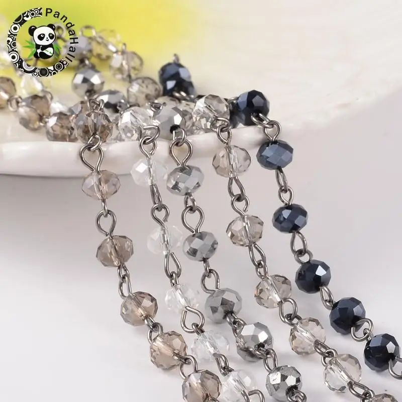 Handmade Glass Beaded Chains for Necklaces Bracelets Making, with Gunmetal Tone Brass Eyepins, Colorful, 39.3"; about
Handmade Glass Beaded Chains for Necklaces Bracelets Making, with Gunmetal Tone Brass Eyepins, Colorful, 39.3"; about