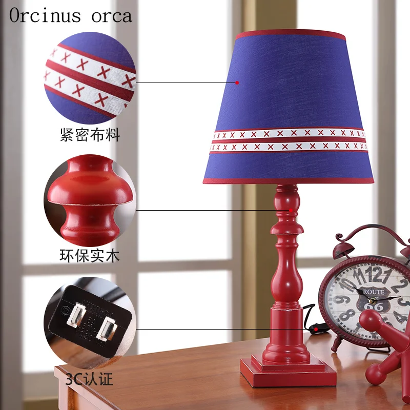 American retro solid wood table lamp children bedroom bedside lamp European style creative personality LED decorative desk lamp
American retro solid wood table lamp children bedroom bedside lamp European style creative personality LED decorative desk lamp