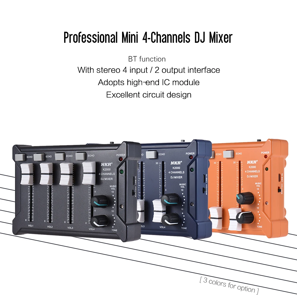 Professional Mini Pocket 4-Channel mono Stereo Audio DJ Sound Mixer USB Powered BT Connecting Mobile Phone Orange
Professional Mini Pocket 4-Channel mono Stereo Audio DJ Sound Mixer USB Powered BT Connecting Mobile Phone Orange