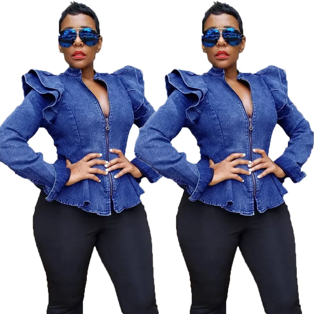 HAOOHU Fall Jackets Women 2021 Urban Streetwear Long Sleeve Ruffles Zip Open Irregular Hem Bat Sleeved Jackets Jean Coat Tops
HAOOHU Fall Jackets Women 2021 Urban Streetwear Long Sleeve Ruffles Zip Open Irregular Hem Bat Sleeved Jackets Jean Coat Tops