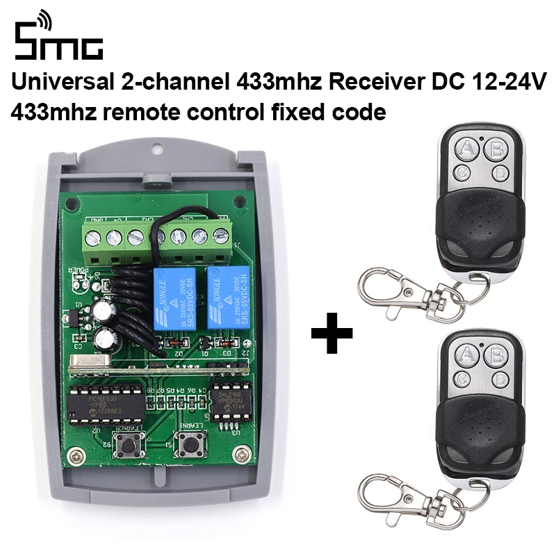 2 Channel Rolling & Fixed Code Receiver 433.92MHz + 2 Remote Controls 433mhz 1527 Learning Code Transmitter
2 Channel Rolling & Fixed Code Receiver 433.92MHz + 2 Remote Controls 433mhz 1527 Learning Code Transmitter