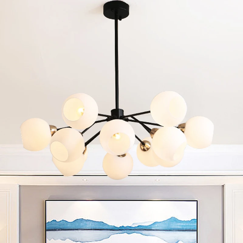 Nordic Creative Chandeliers modern foyer bedroom Grass with black luxury hanging lamp milk white glass ball lampshade droplight
Nordic Creative Chandeliers modern foyer bedroom Grass with black luxury hanging lamp milk white glass ball lampshade droplight