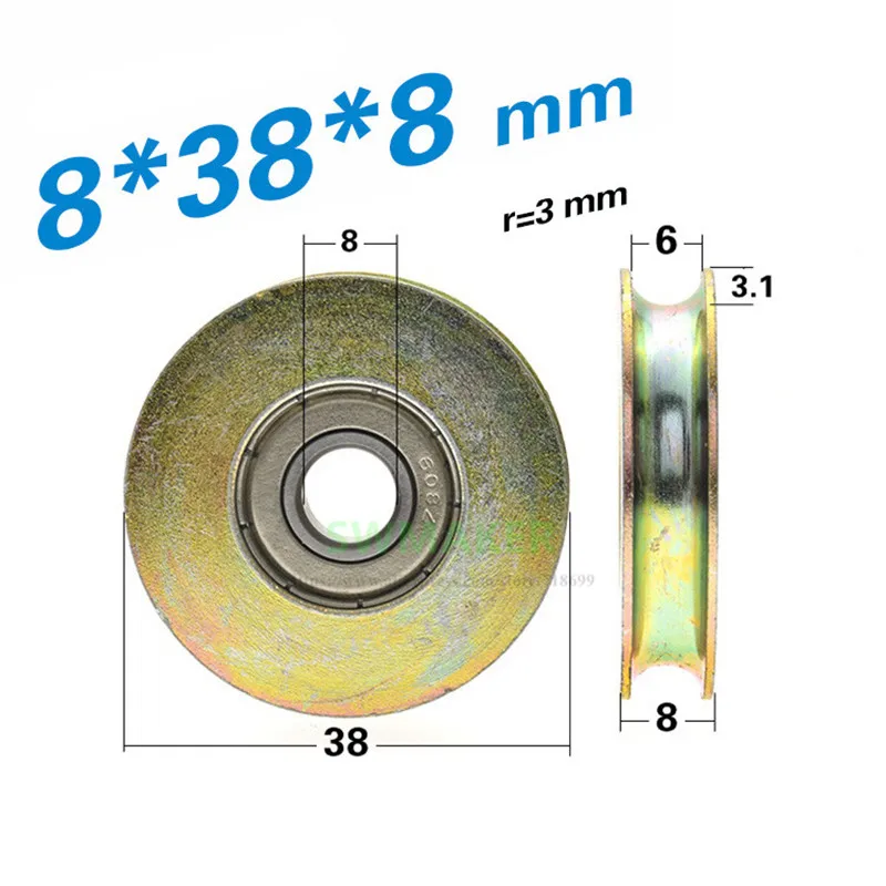 1pcs 8*38*8mm M8*38*8mm M8 M6 groove wheel 608ZZ bearing steel, U groove roller, 6mm wire rope/overhead crane/guide wheel
1pcs 8*38*8mm M8*38*8mm M8 M6 groove wheel 608ZZ bearing steel, U groove roller, 6mm wire rope/overhead crane/guide wheel