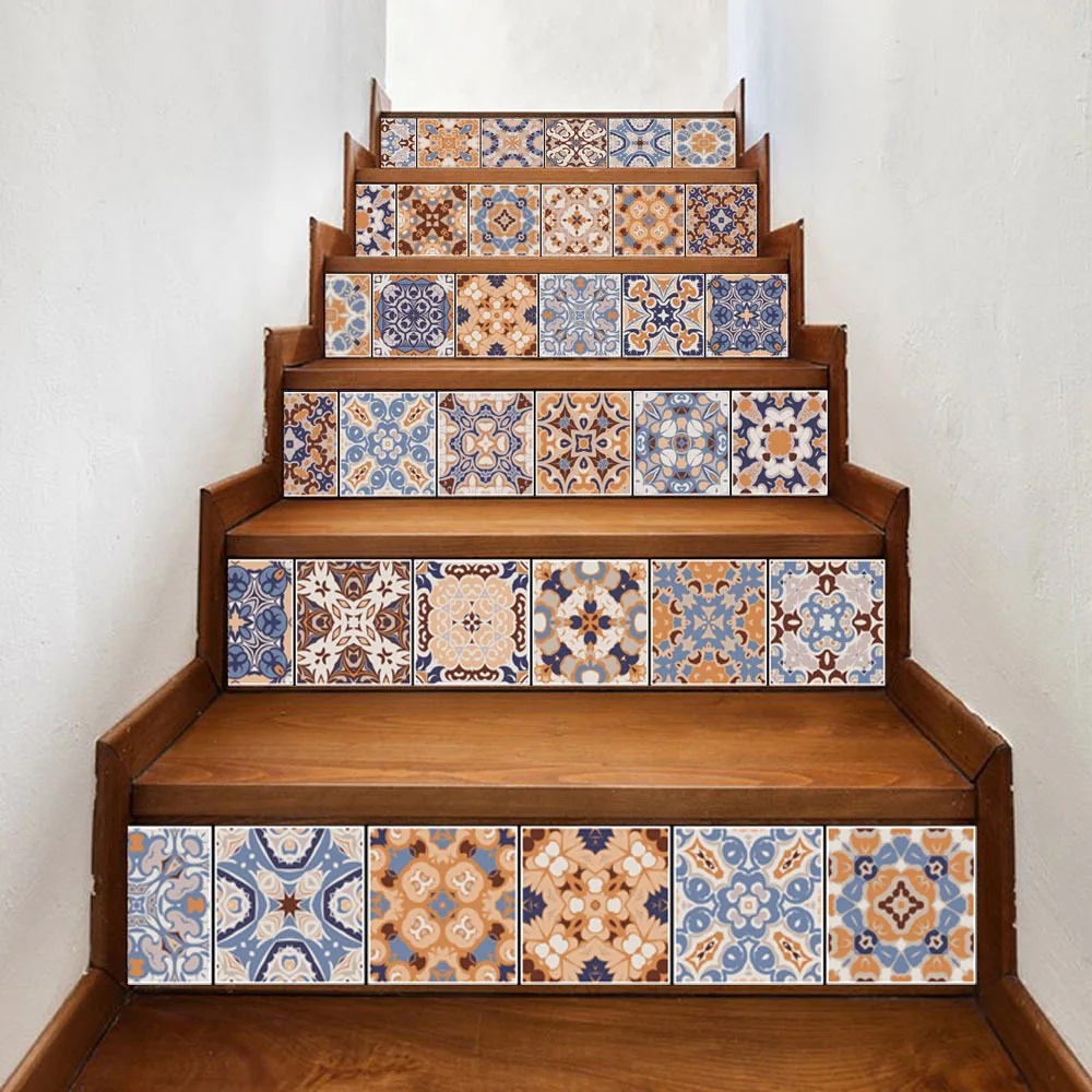 6pcs Classic Design Tile Stair Risers Stickers Set Staircase Decals Removable Waterproof Mural Wallpaper for Home Decoration
6pcs Classic Design Tile Stair Risers Stickers Set Staircase Decals Removable Waterproof Mural Wallpaper for Home Decoration