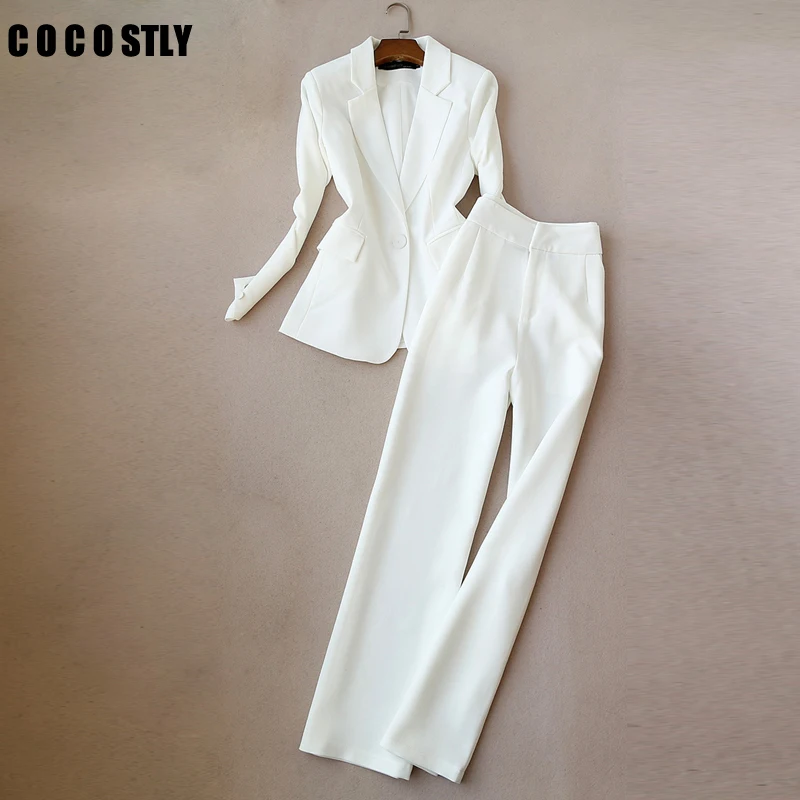 Women Suits Office Lady Two Pieces Sets Solid White Elegant Single Breasted Turn-down Collar Blazers And Full Length Trousers
Women Suits Office Lady Two Pieces Sets Solid White Elegant Single Breasted Turn-down Collar Blazers And Full Length Trousers