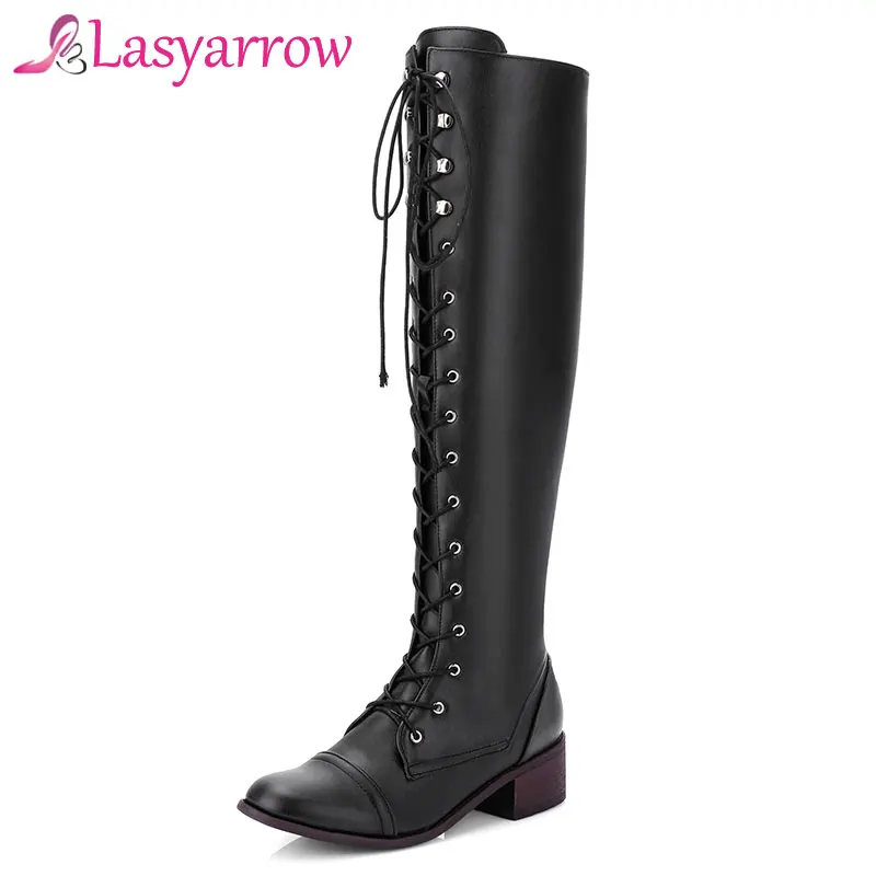 Lasyarrow Knight Boots Knee High Motorcycle Boots Casual Fashion Zipper Botas Mujer Thick Bottom Lace Up Martin Boots Size 33-43
Lasyarrow Knight Boots Knee High Motorcycle Boots Casual Fashion Zipper Botas Mujer Thick Bottom Lace Up Martin Boots Size 33-43