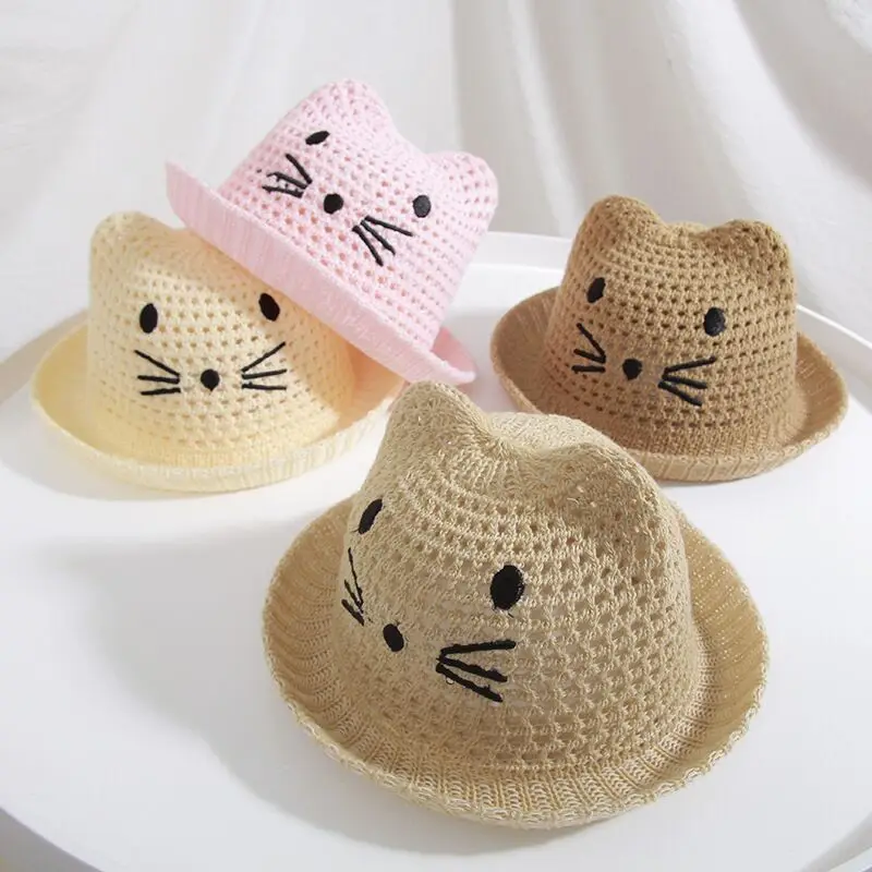 Фото MAERSHEI Детские Кошки вышивка детские шляпы от солнца пляжная шляпа весна лето