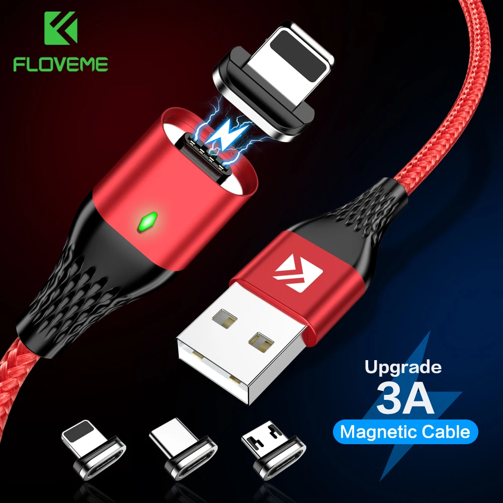 FLOVEME 3A Magnetic USB Cable Type C Micro USB Cable For iPhone 1M Fast Charging Wire Nylon LED Magnetic Charger Data Cord Cabo
FLOVEME 3A Magnetic USB Cable Type C Micro USB Cable For iPhone 1M Fast Charging Wire Nylon LED Magnetic Charger Data Cord Cabo