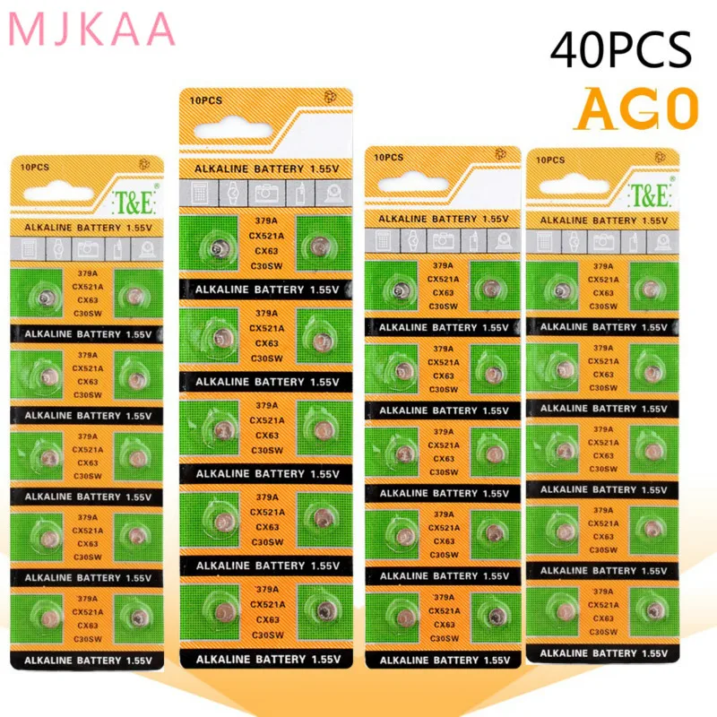 40 pieces wholesale AG0 LR69 LR521 379A Button Batteries SR521SW D379 Alkaline Battery 1.55V V379 SR63 for Watch Toys Remote
40 pieces wholesale AG0 LR69 LR521 379A Button Batteries SR521SW D379 Alkaline Battery 1.55V V379 SR63 for Watch Toys Remote