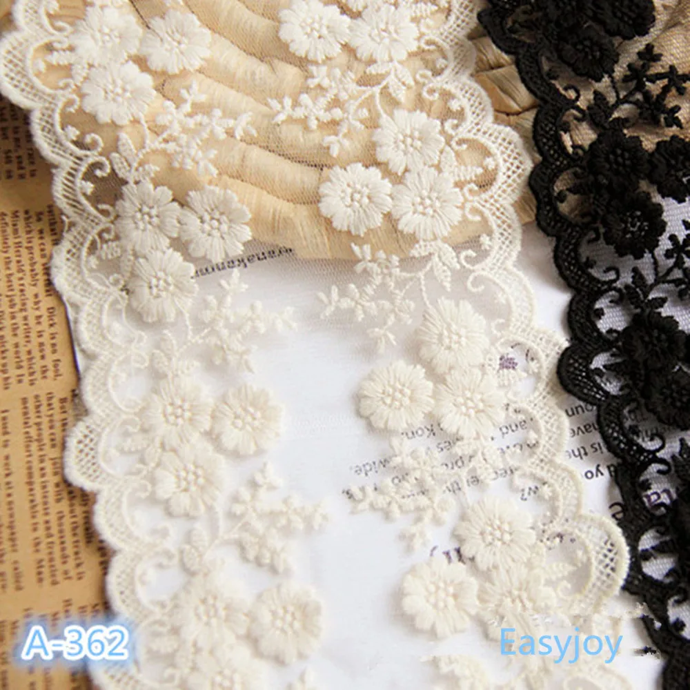 3Yrd 12 см Вышивка Цветы Тюль отделка свадьбы DIY двойные края A362|tulle trim|embroidered flowerwedding