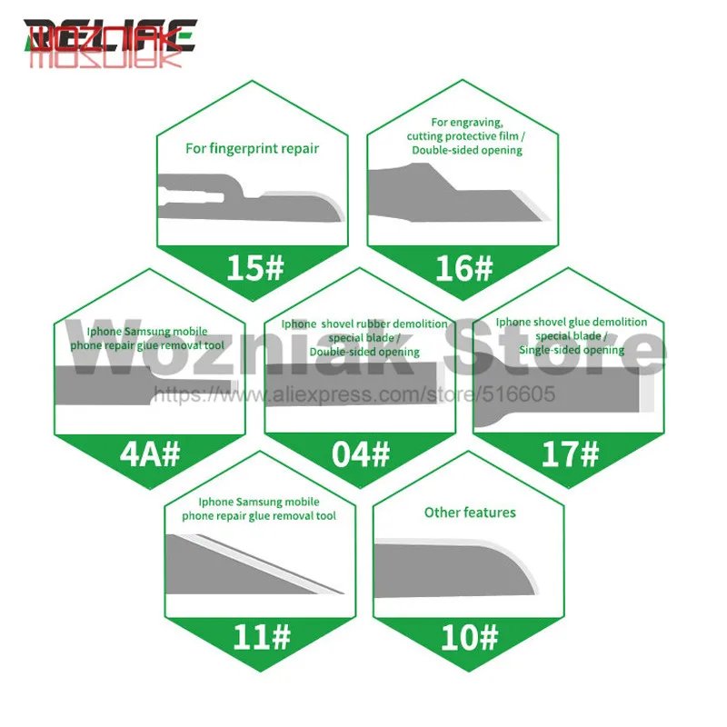 Набор ножей RELIFE RL-101B 8-в-1 для ремонта материнской платы мобильный телефон чип BGA