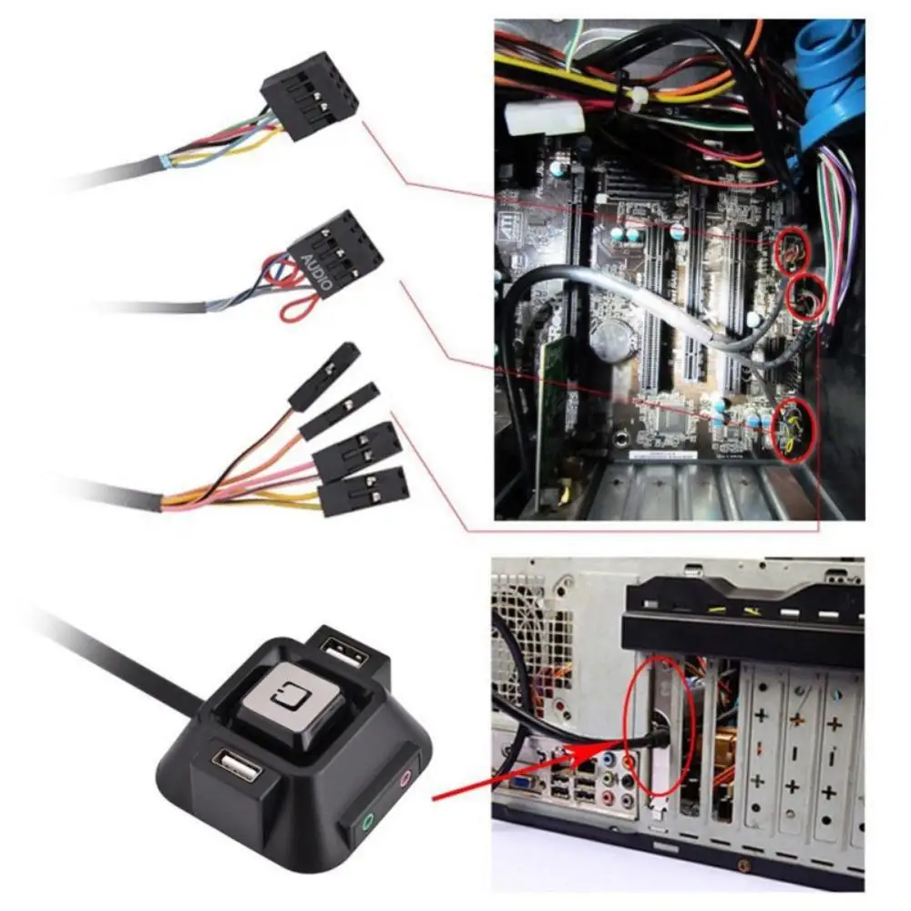 Desktop PC Case Switch Power on/off Button With Dual USB Ports with Audio Mic / Microphone ports Jack
Desktop PC Case Switch Power on/off Button With Dual USB Ports with Audio Mic / Microphone ports Jack