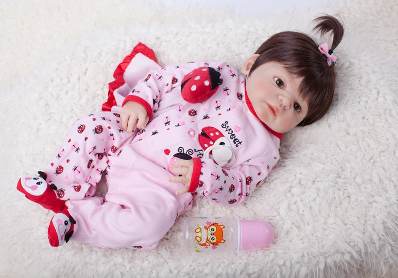 

55cm Full Silicone Bebe Reborn Baby Girl Realistic 22" Vinyl Newborn Baby Toddler Doll Bedtime Toy Waterproof Body Bathe Toys