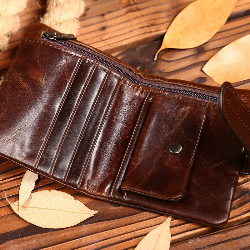 High Quality Genuine Leather Men Wallets Short Coin Purse Small Wallet Cowhide Card Holder Pocket Billetera Hombre | Багаж и сумки