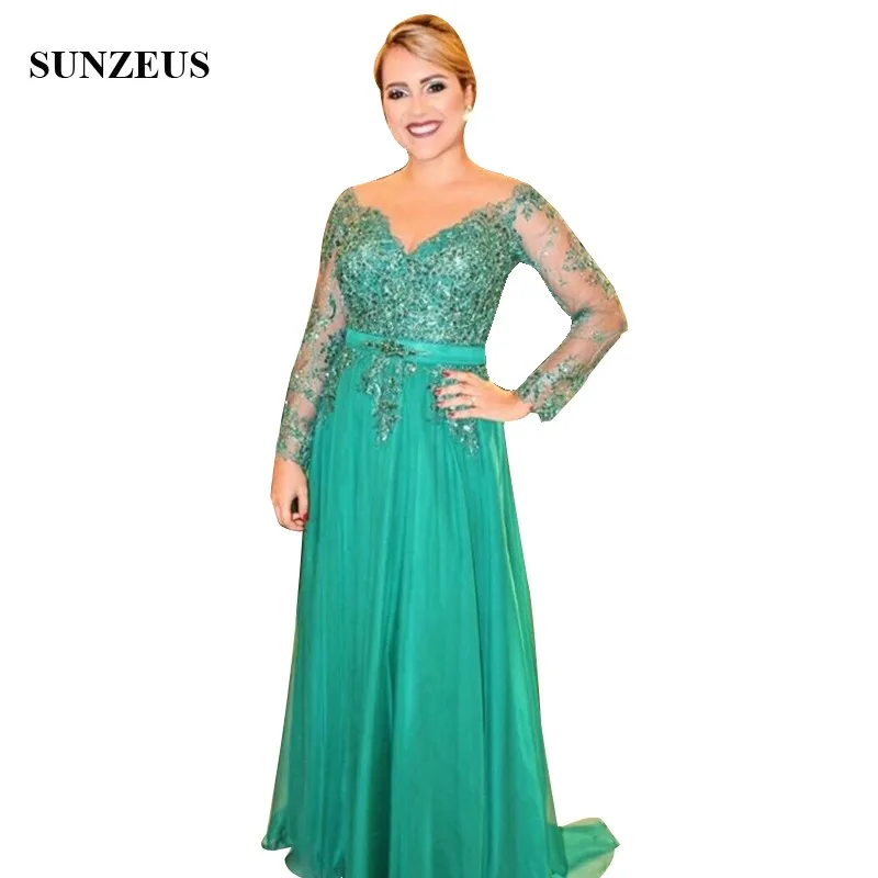 Elegant Green Appliques Lace Mother Of Bride Dresses With Long Sleeves A-line Floor Length Chiffon Women Party Dress CM0123
Elegant Green Appliques Lace Mother Of Bride Dresses With Long Sleeves A-line Floor Length Chiffon Women Party Dress CM0123