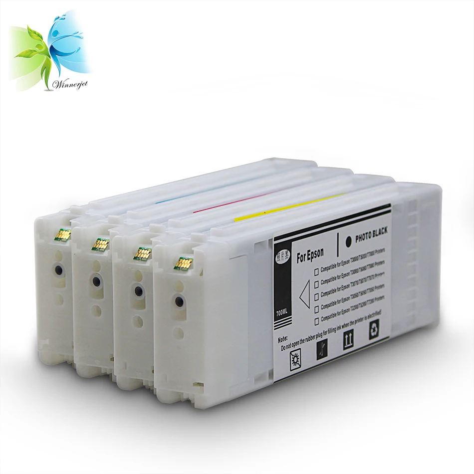 Winnerjet 4 pcs compatible pigment ink cartridge for Epson surecolor T3000 T5000 T7000 prefilled ink cartridge for Epson inks
Winnerjet 4 pcs compatible pigment ink cartridge for Epson surecolor T3000 T5000 T7000 prefilled ink cartridge for Epson inks