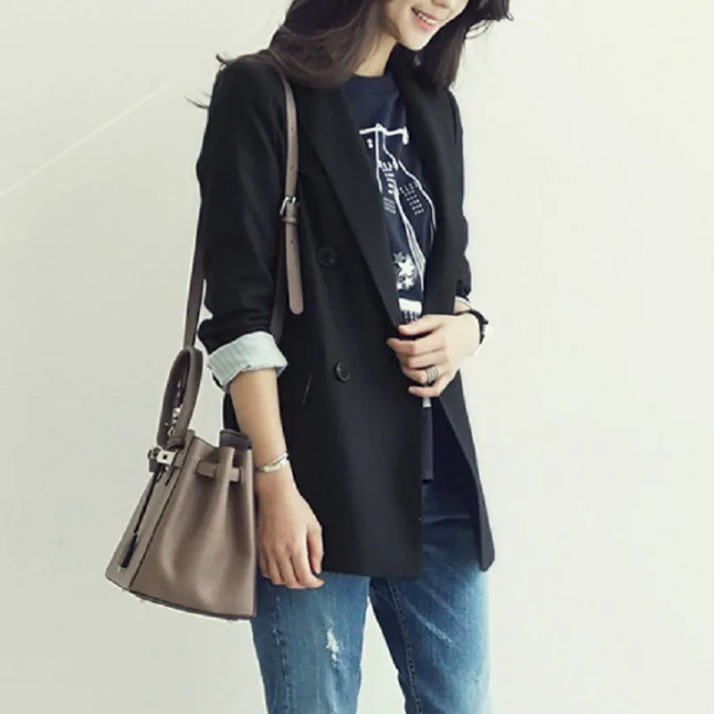 Casual Mini Woman Suits Double-breasted Blazer Gray OL Turn Down Collar Jacket Slim Long-sleeved Wild Small Cardigan Tops
Casual Mini Woman Suits Double-breasted Blazer Gray OL Turn Down Collar Jacket Slim Long-sleeved Wild Small Cardigan Tops