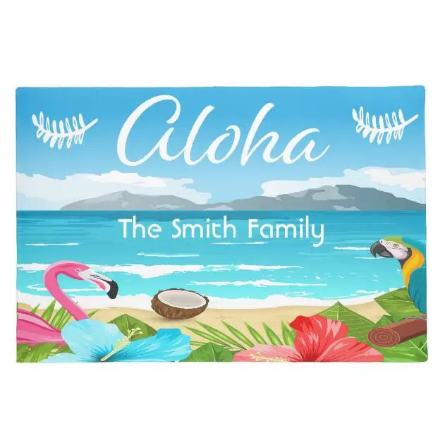 Фото Лидер продаж шикарный тропический пляжный коврик Алоха с фламинго цветами