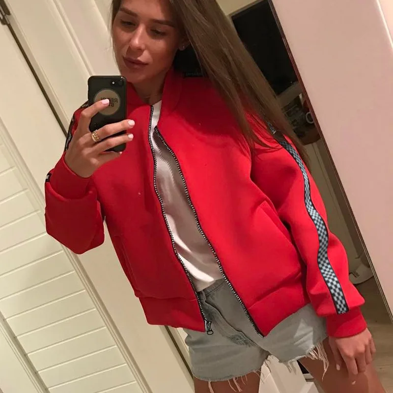 Red Baseball Jacket Female 2018 Autumn Winter Motorcycle zipper Patchwork Coat Casual Bomb Outcoat Fashion Cool Streetwear Mujer
Red Baseball Jacket Female 2018 Autumn Winter Motorcycle zipper Patchwork Coat Casual Bomb Outcoat Fashion Cool Streetwear Mujer