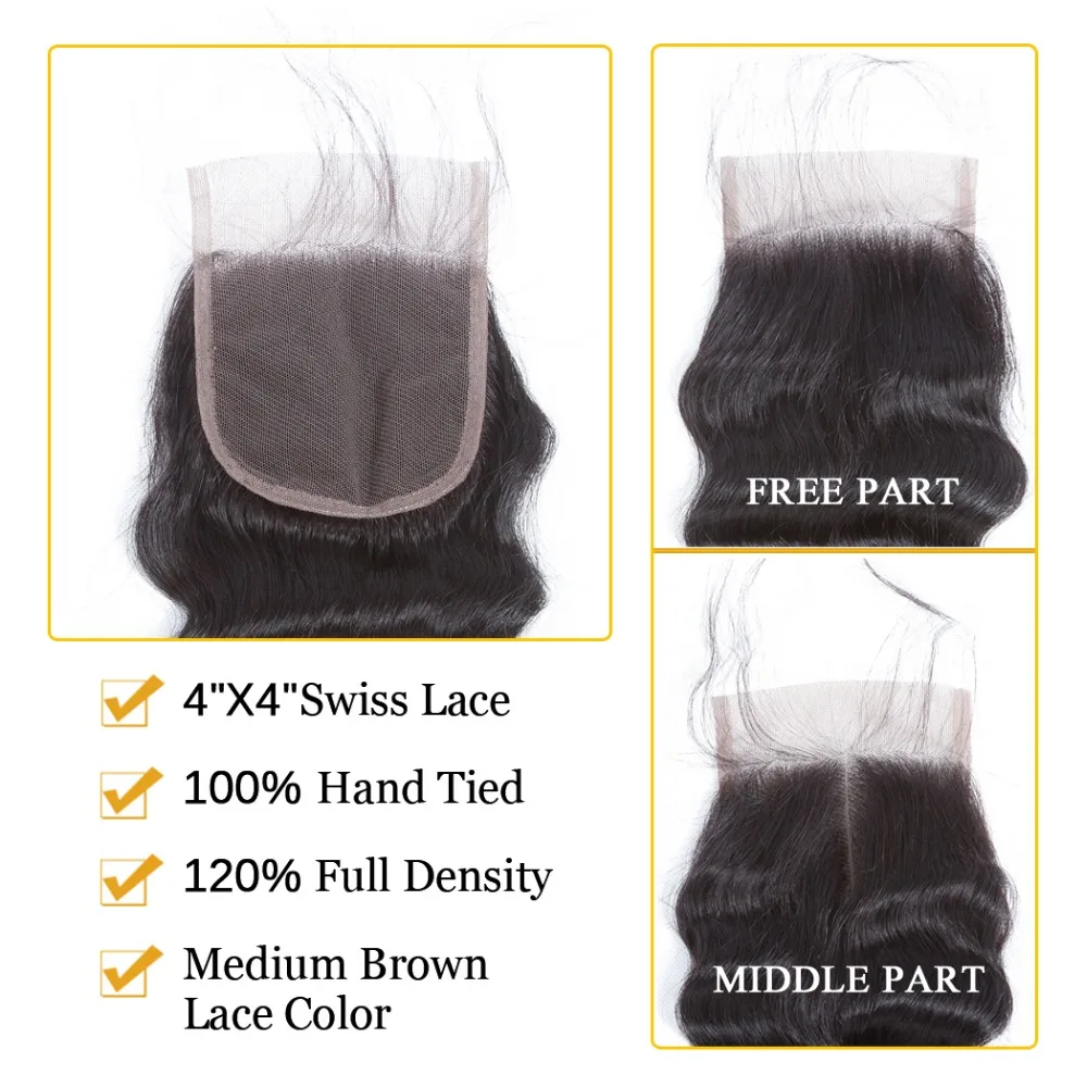 QT Hair Loose Deep Wave Bundles With Closure Peruvian Hair 3 Bundles With Closure Non-Remy Human Hair Weave Bundle With Closure