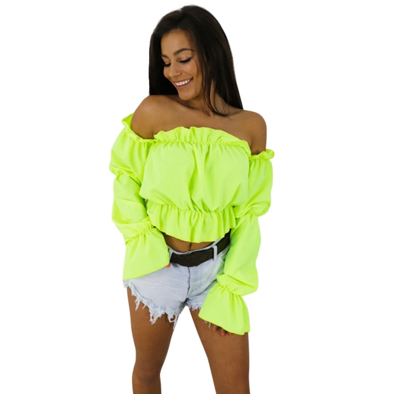 2019 Candy Color Off Shoulder Crop Tops women Summer dot print lantern sleeve shirts neck beach blouse
2019 Candy Color Off Shoulder Crop Tops women Summer dot print lantern sleeve shirts neck beach blouse