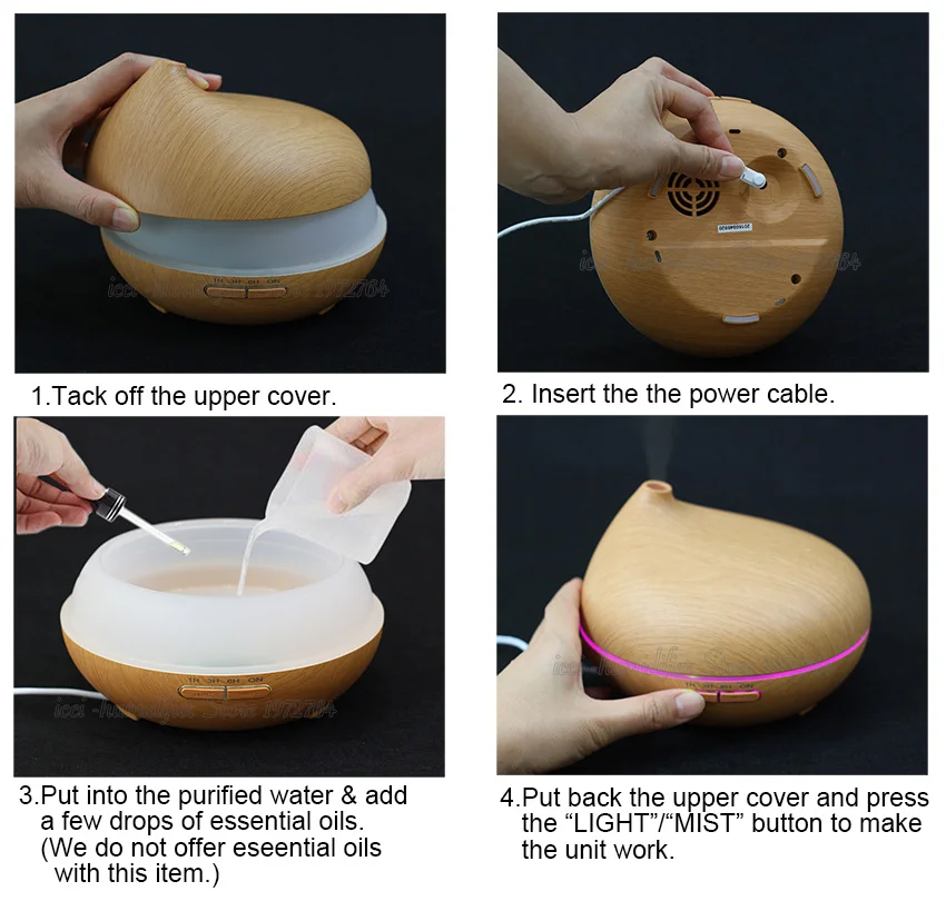 icci Humidifier Essential oil diffuser Aroma diffuser Diffuseur huile essentiel Oil diffuser 300ml with led lamp
icci Humidifier Essential oil diffuser Aroma diffuser Diffuseur huile essentiel Oil diffuser 300ml with led lamp