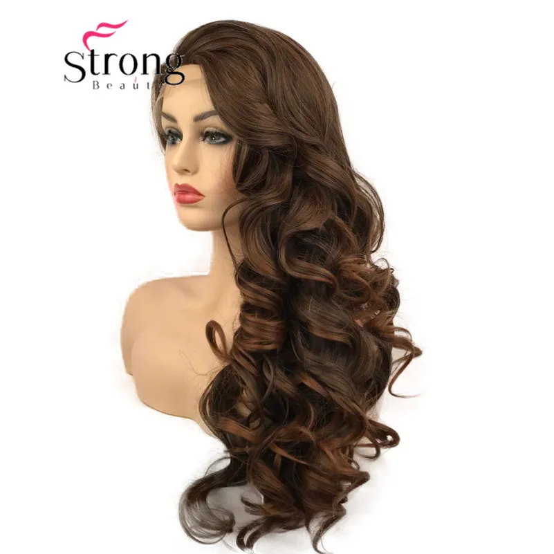 StrongBeauty парики на сетке спереди для женщин коричневые смешанные безклеевые