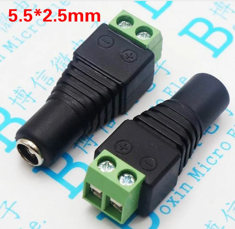 10pcs DC plug Female CCTV Camera 5.5mm*2.5mm DC Power Cable Female Plug Connector Adapter Jack 5.5x2.1mm to connection led strip
10pcs DC plug Female CCTV Camera 5.5mm*2.5mm DC Power Cable Female Plug Connector Adapter Jack 5.5x2.1mm to connection led strip